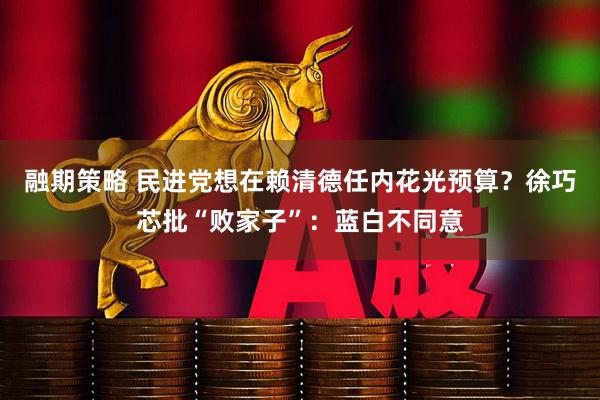 融期策略 民进党想在赖清德任内花光预算？徐巧芯批“败家子”：蓝白不同意